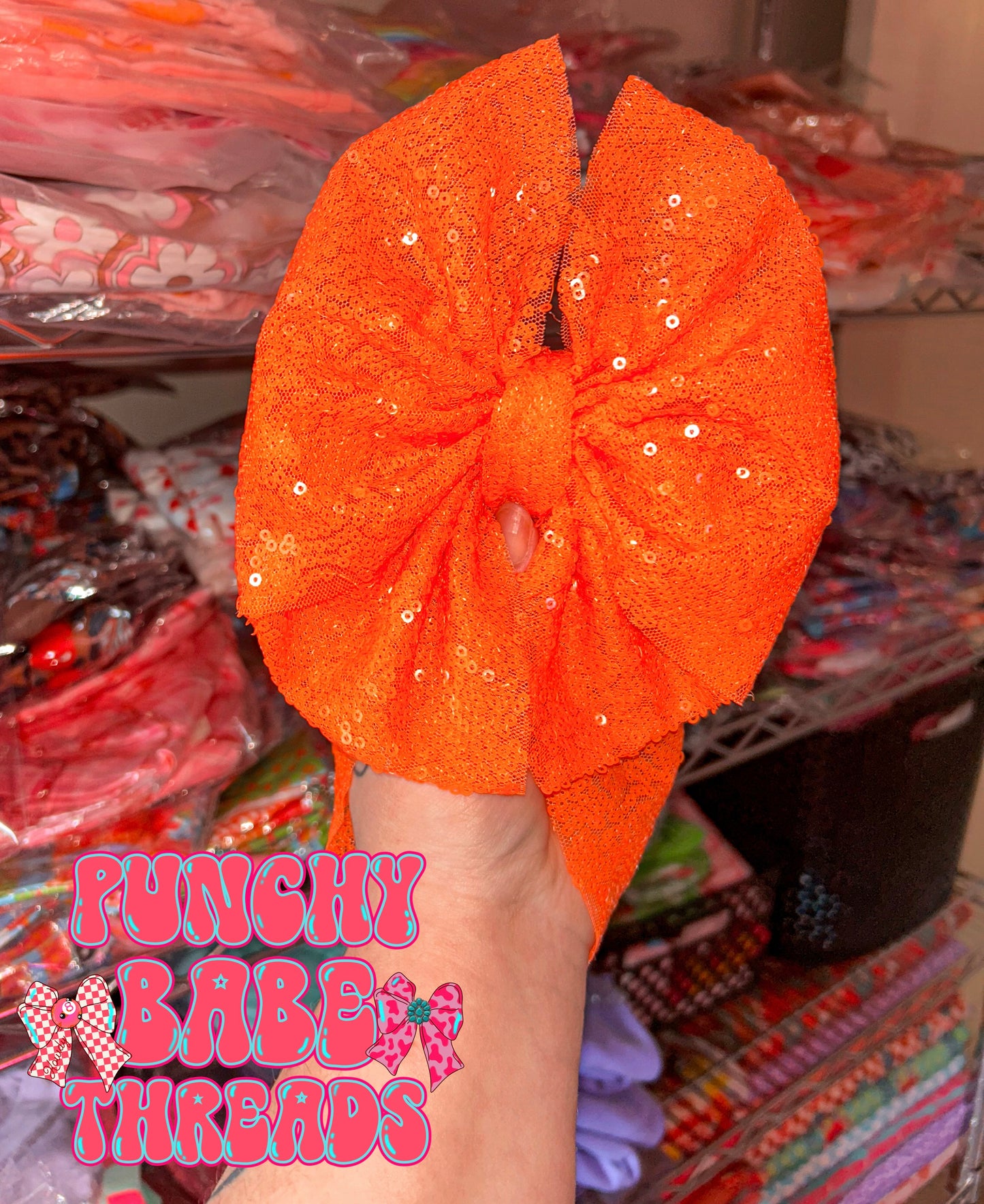 Orange Sequin Bow