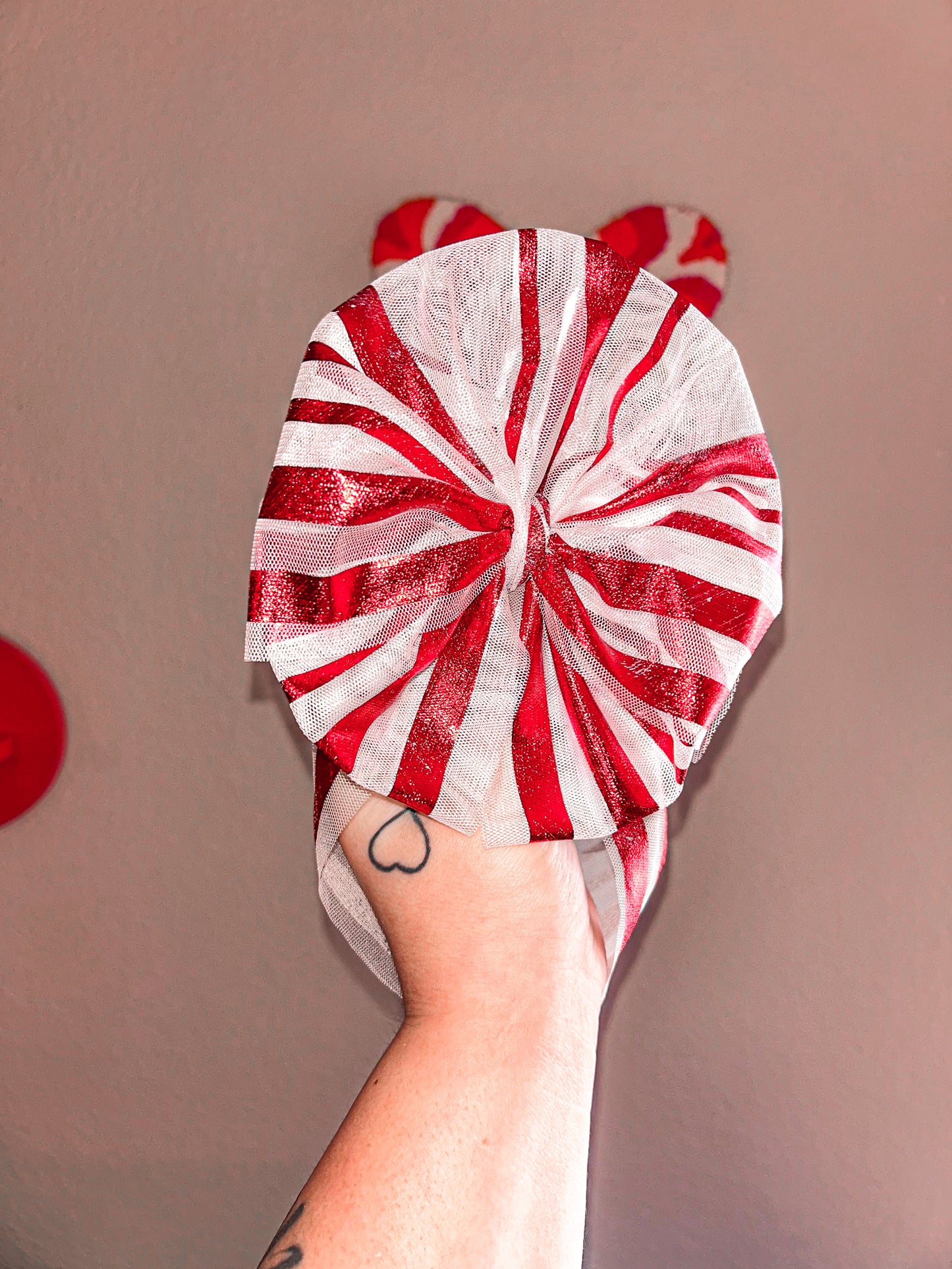 Candy Cane Mesh Bow