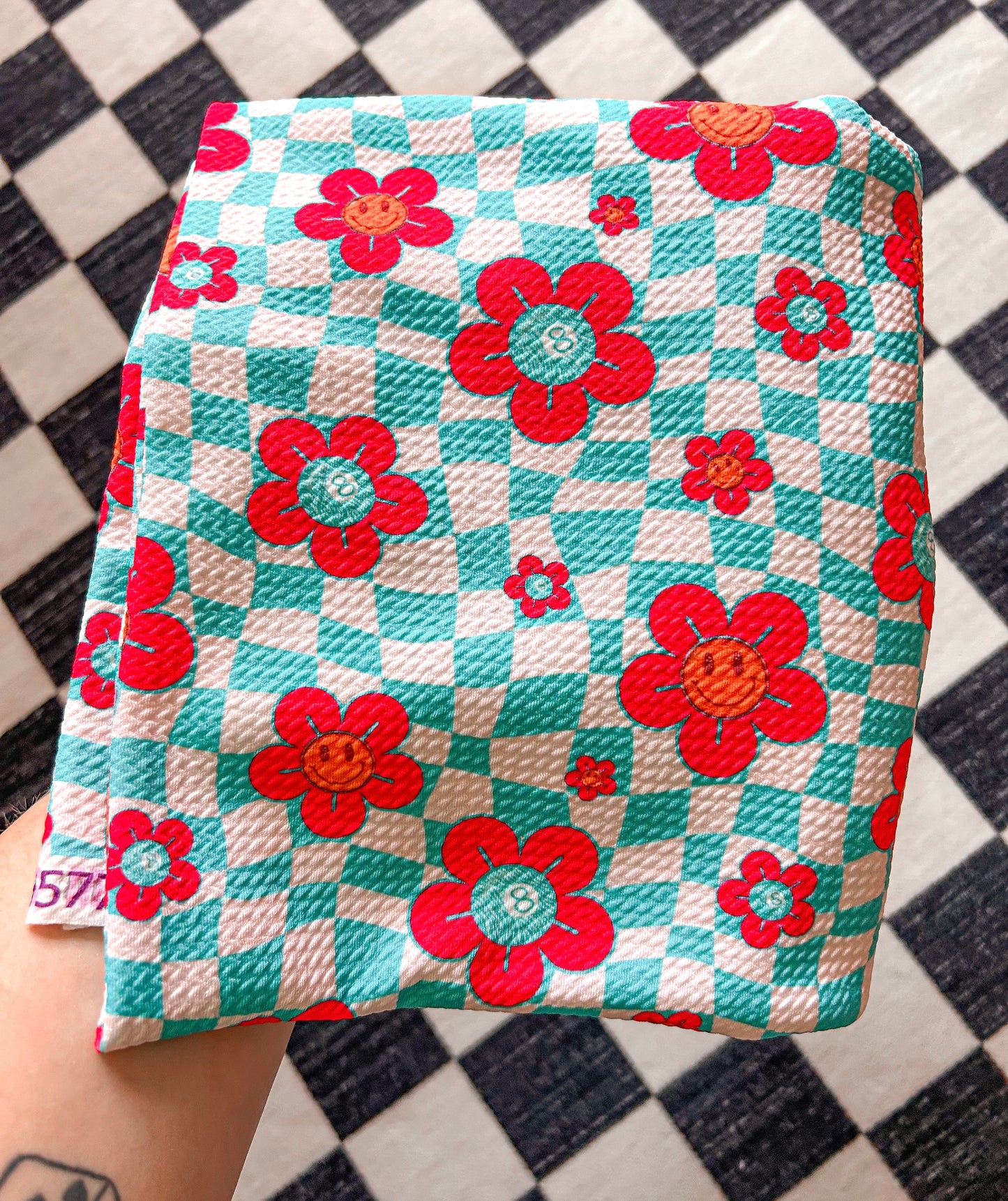 Checkered Smiley Bow