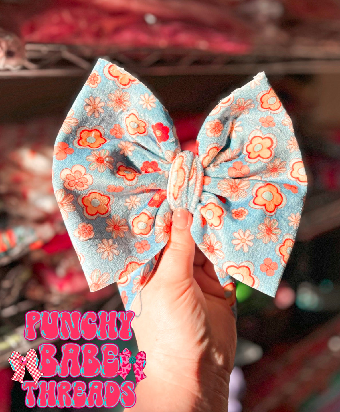Flowers Denim Bow