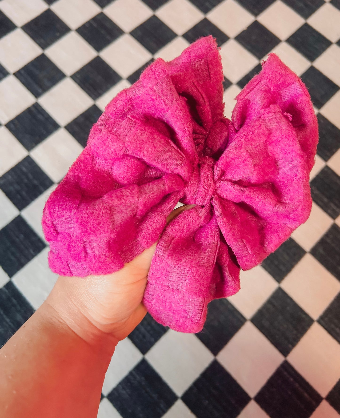 Checkered Magenta Bow