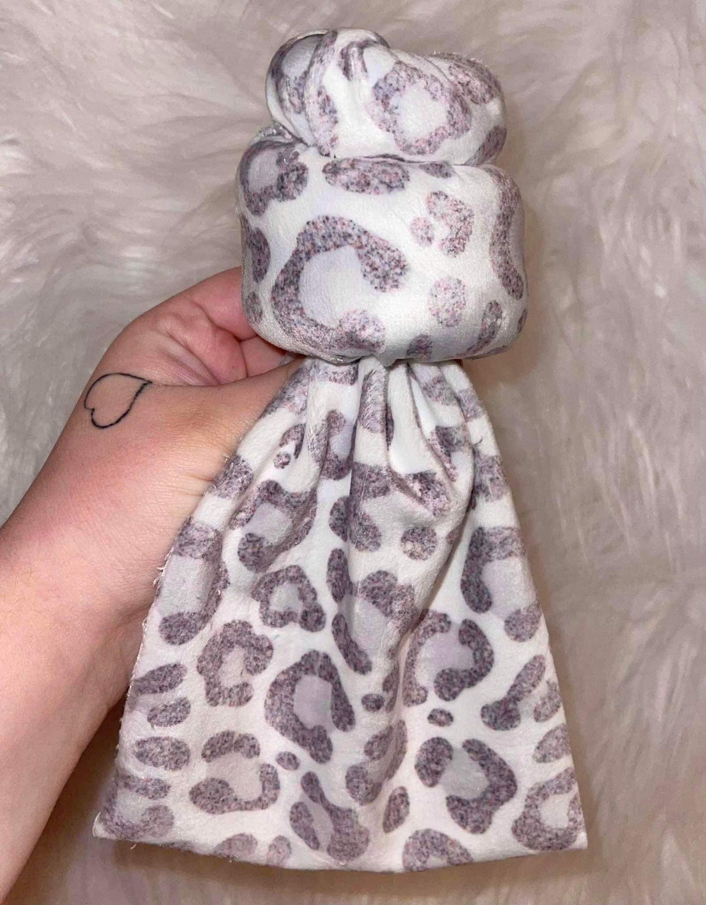 White Glitter Leopard Bow