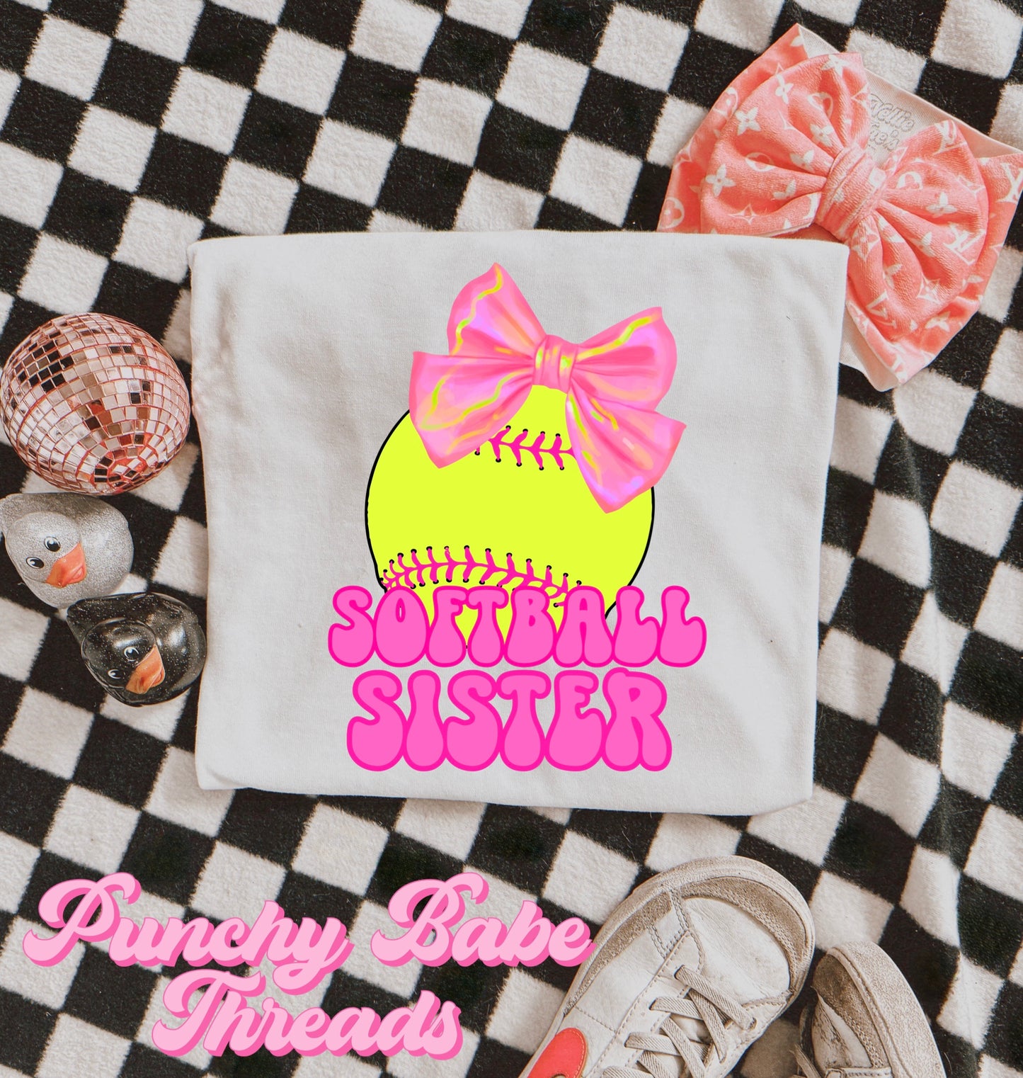 Softball Bow Kids Tee/Romper