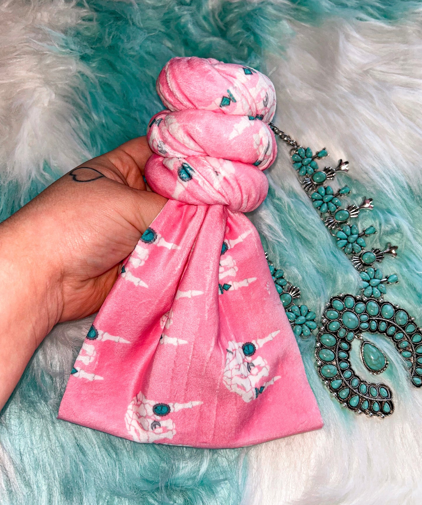 Pink Turquoise Rocks Bow