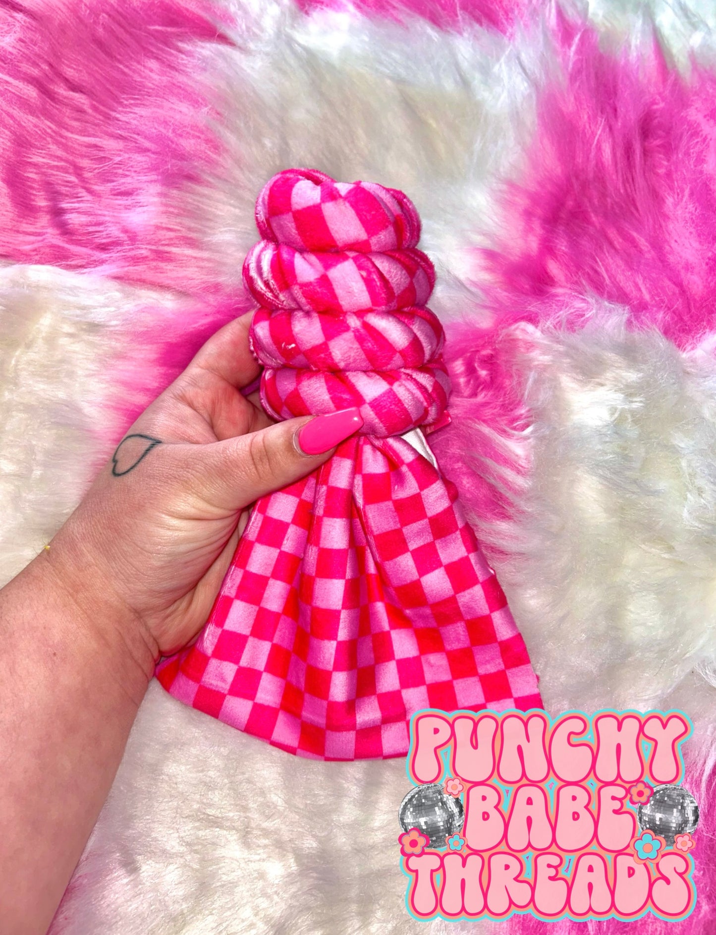 Pink Checkered Bow