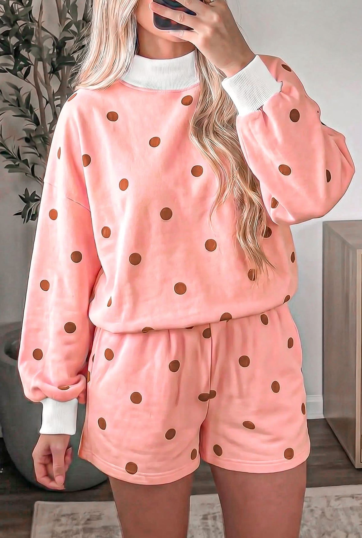 Pink/Brown Polka Dot Comfy Set RTS