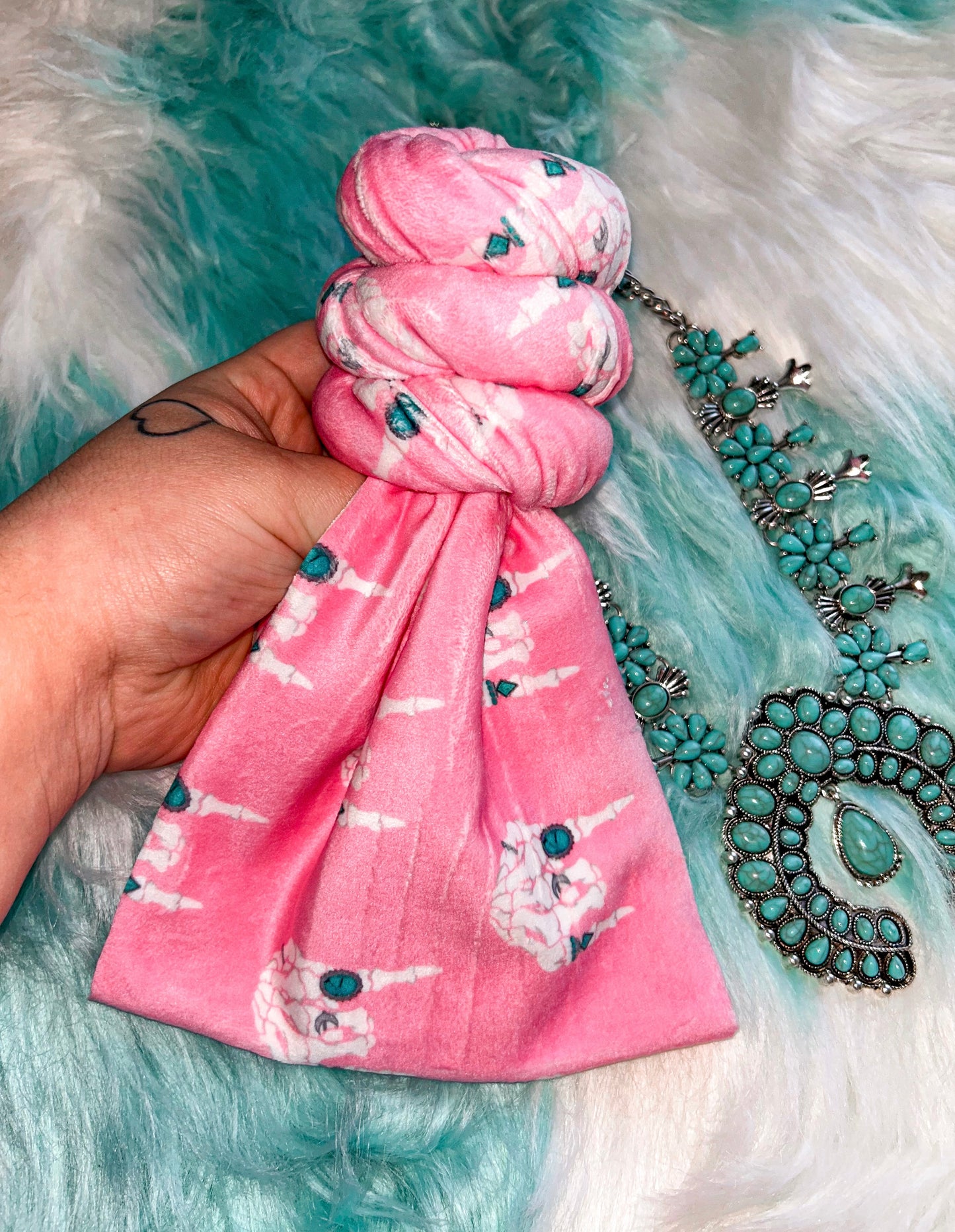Pink Turquoise Rocks Bow
