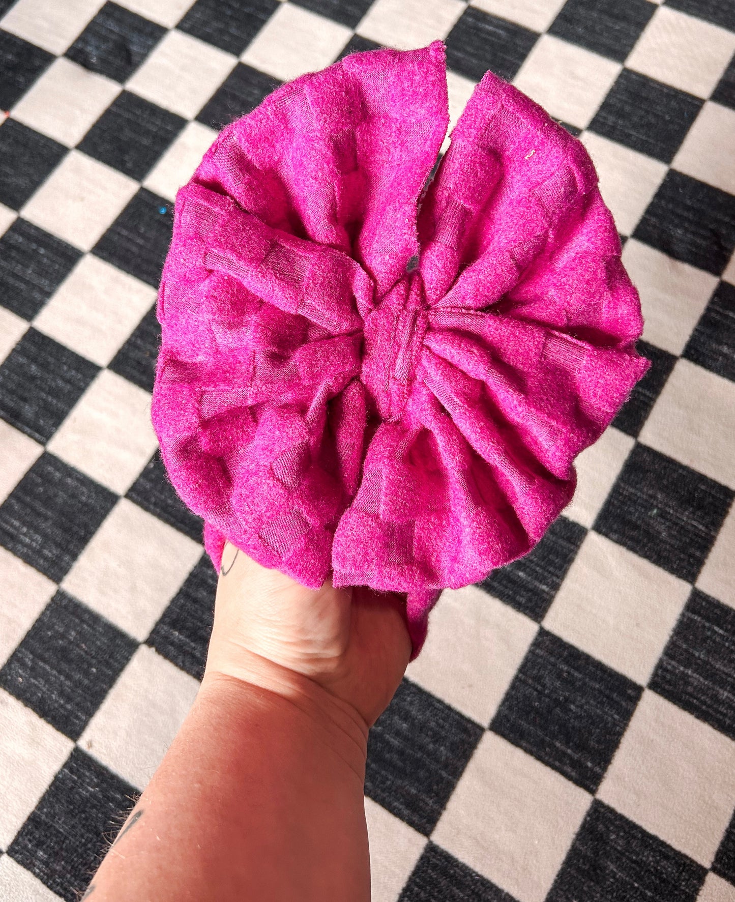 Checkered Magenta Bow