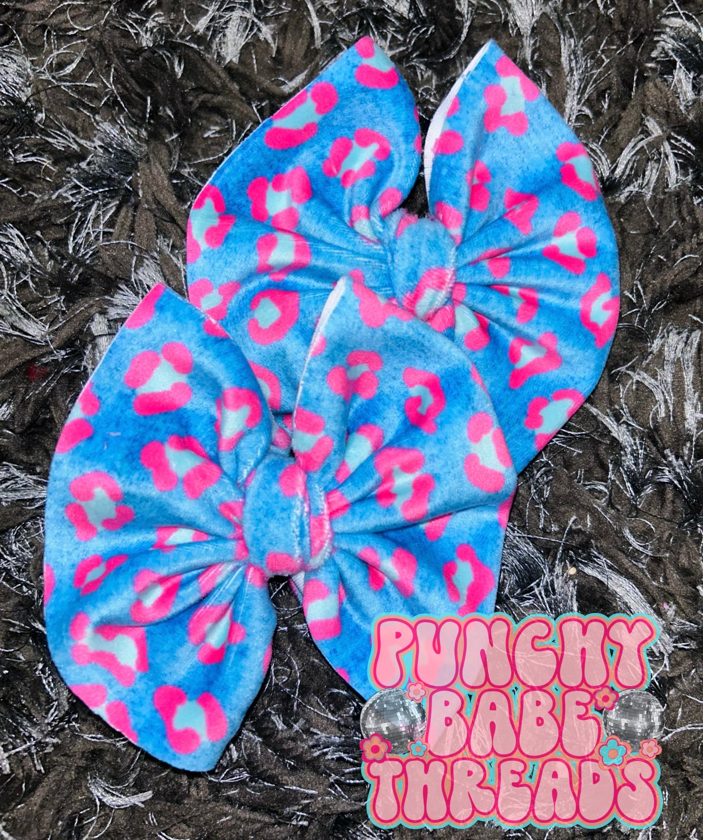Denim Cheetah Bow