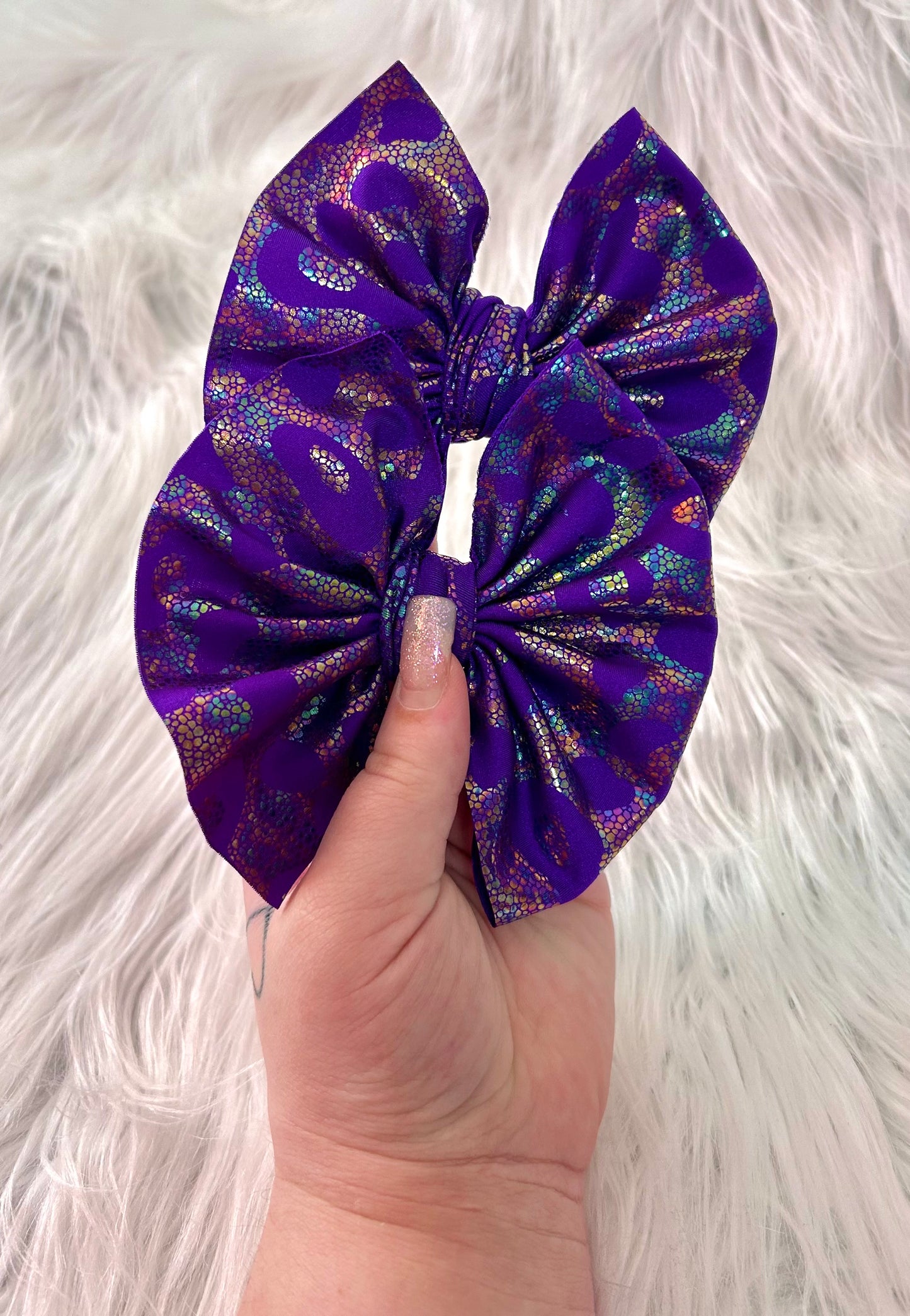 Purple Oil Spill Leopard Bow