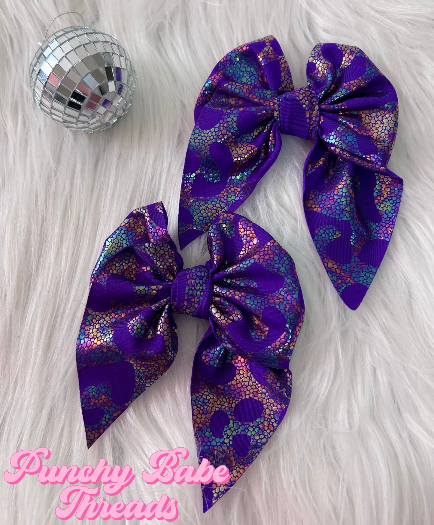 Purple Oil Spill Leopard Bow