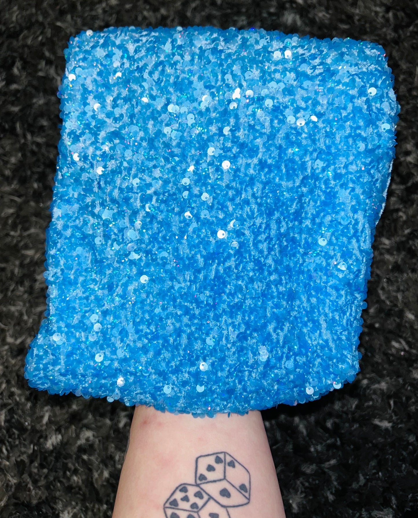 Blue Sequin Velvet Bow