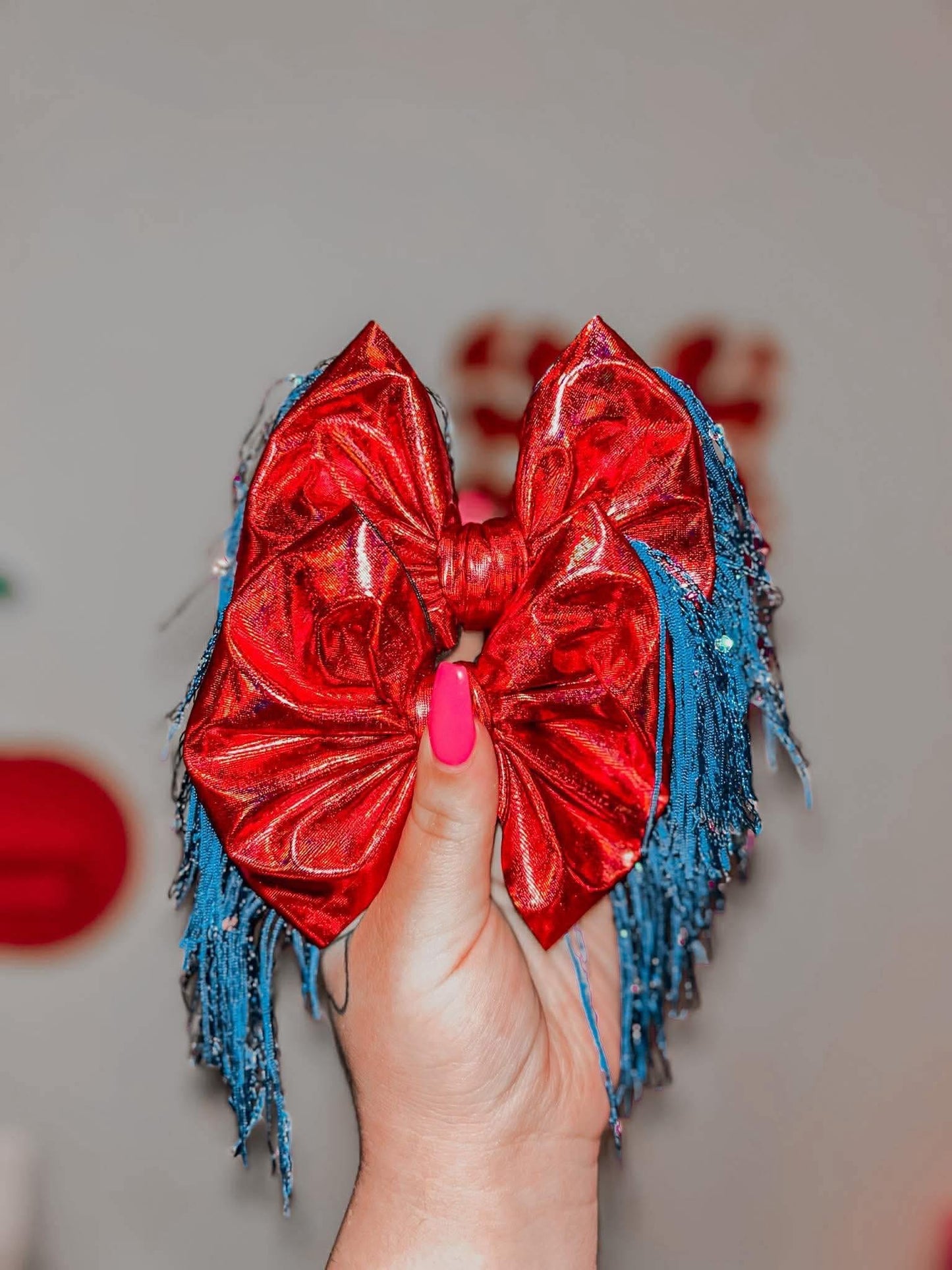 Red Holo Blue Fringe Piggies