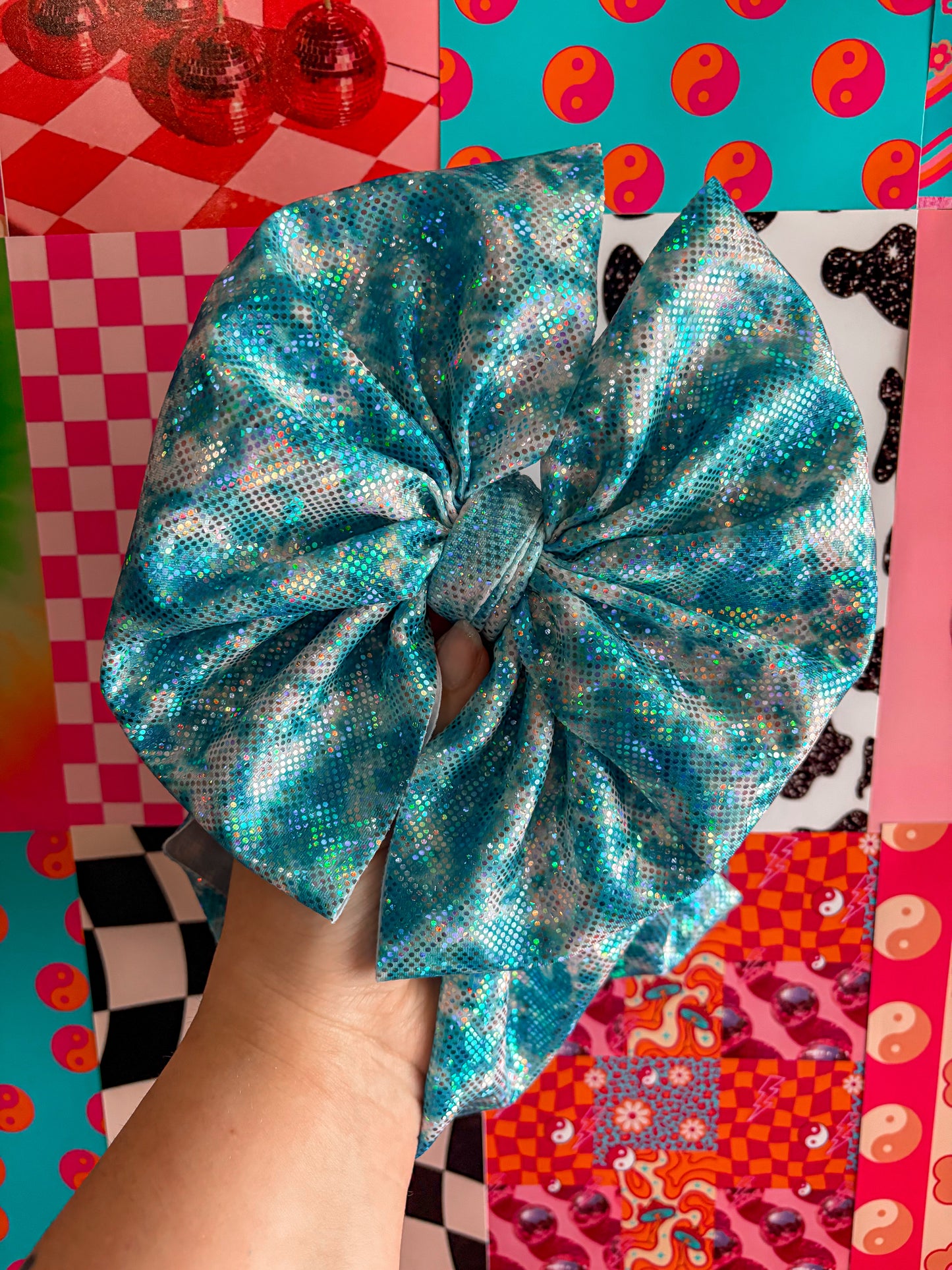 Blue Tiedye Shimmer Bow