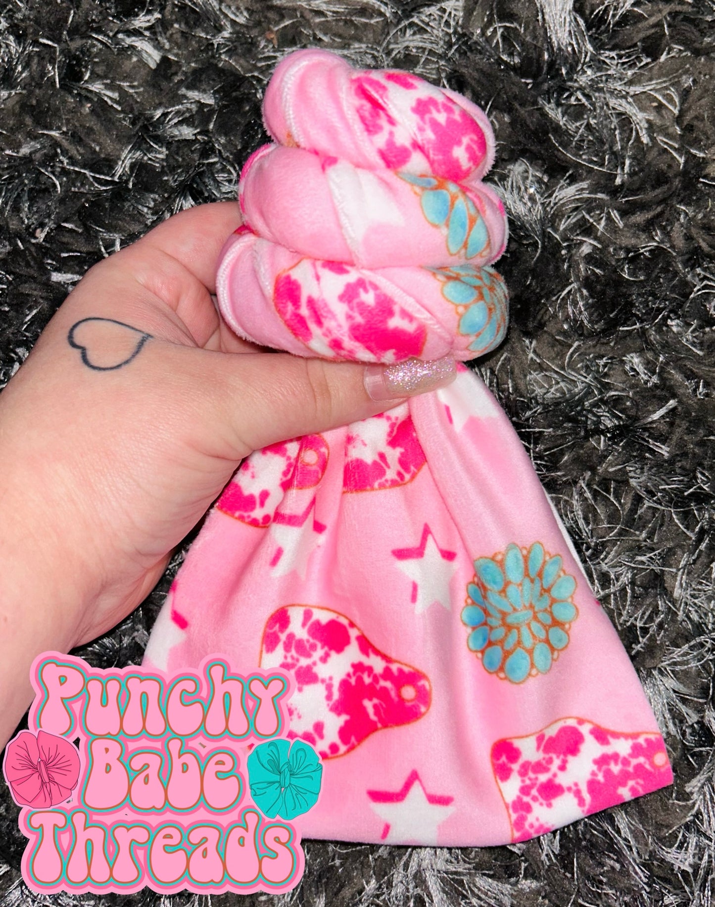 Pink Cow Tag Bow