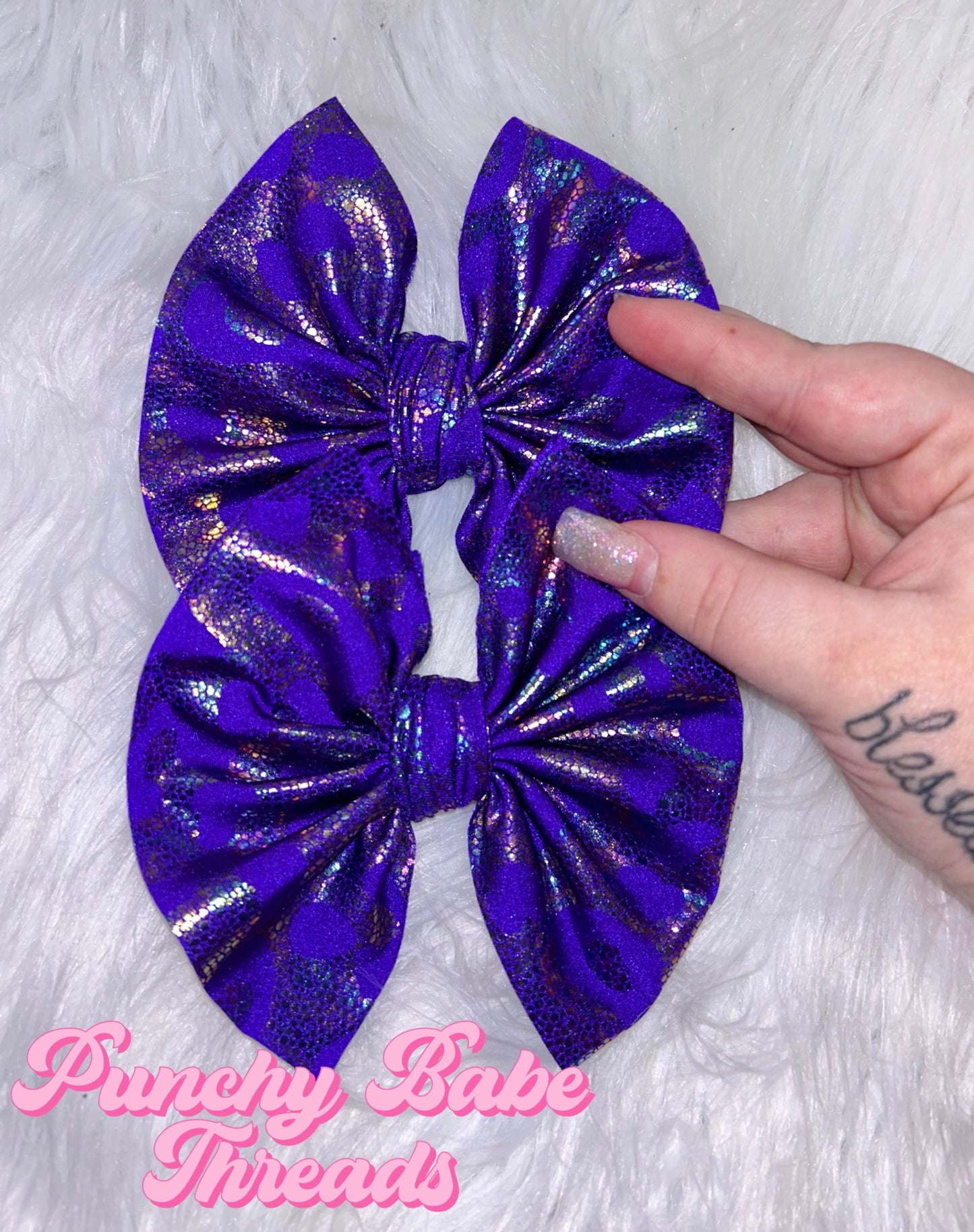 Purple Oil Spill Leopard Bow