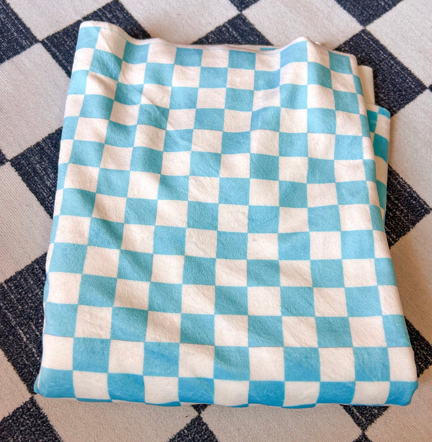 Turquoise Checkered Bow