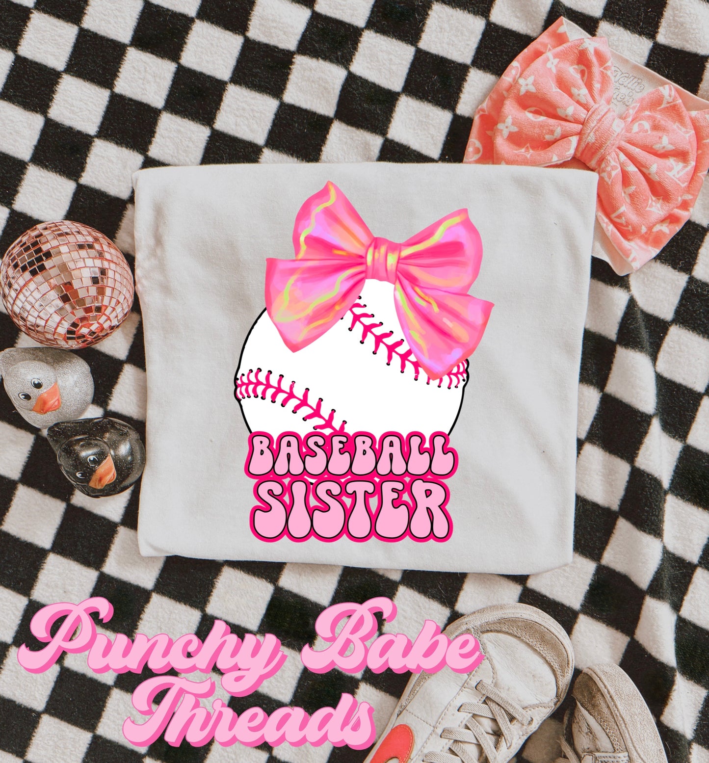 Baseball Bow Kids Tee/Romper