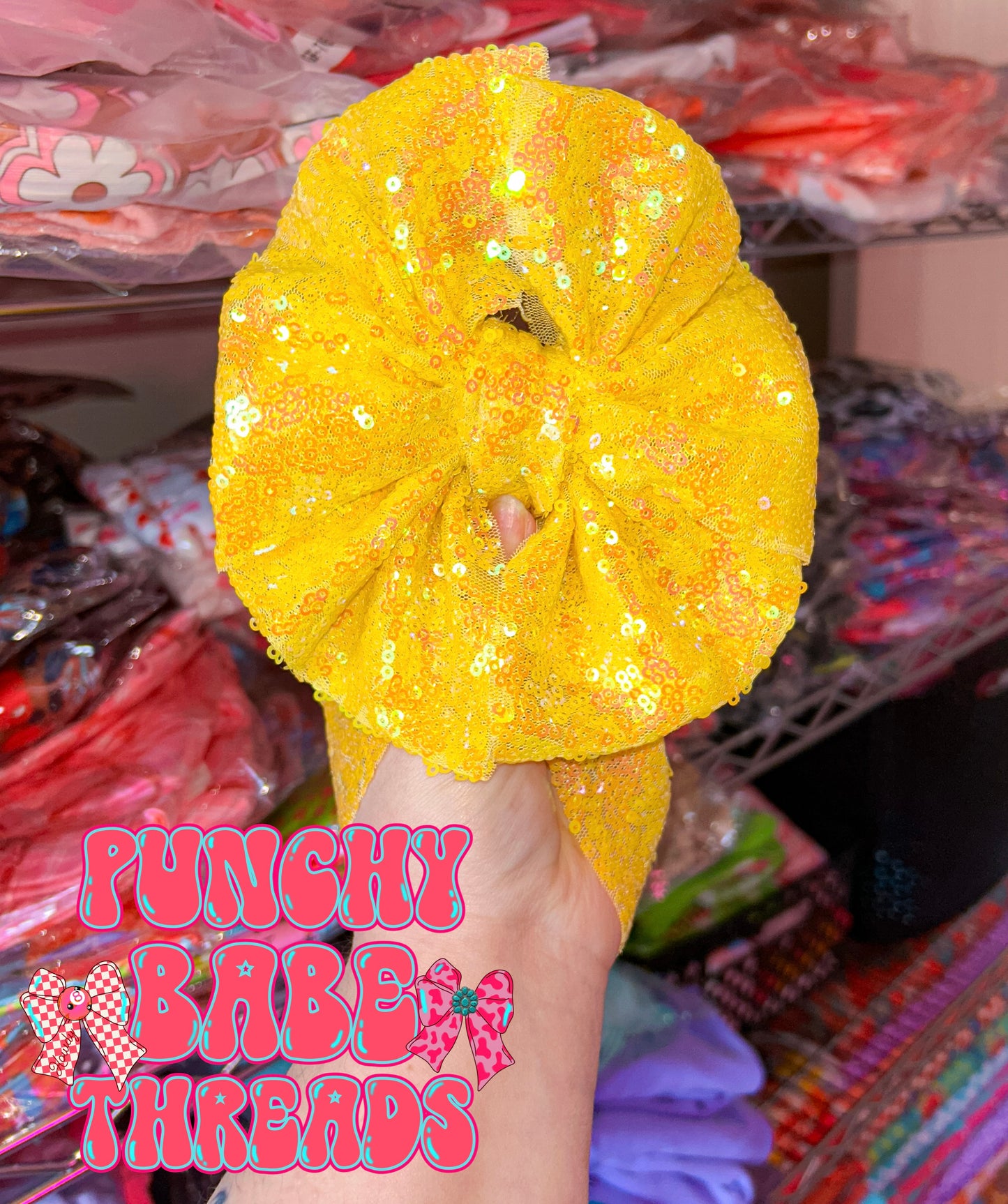 Lemon Yellow Sequin Bow