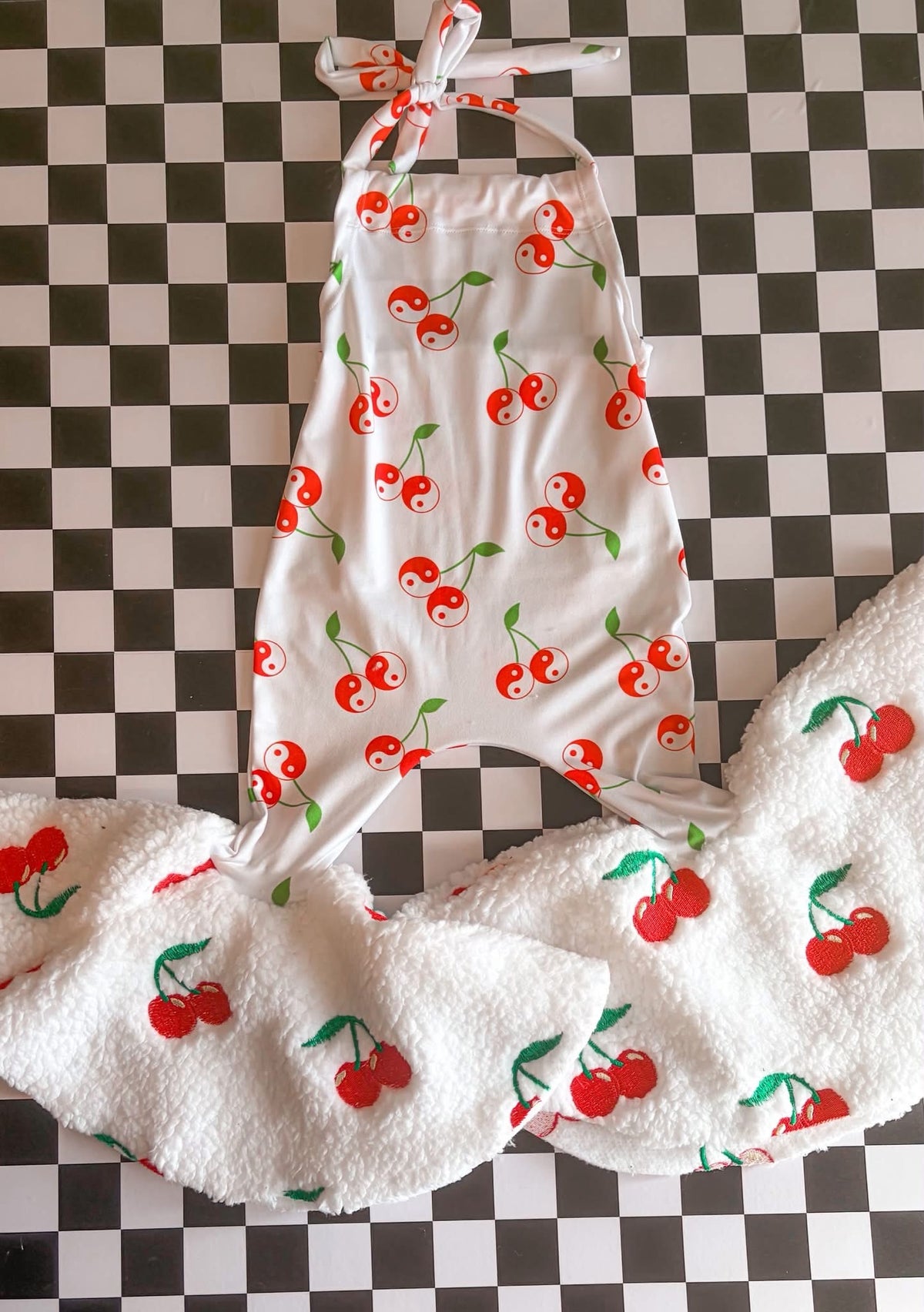 2T cherry halter romper rts