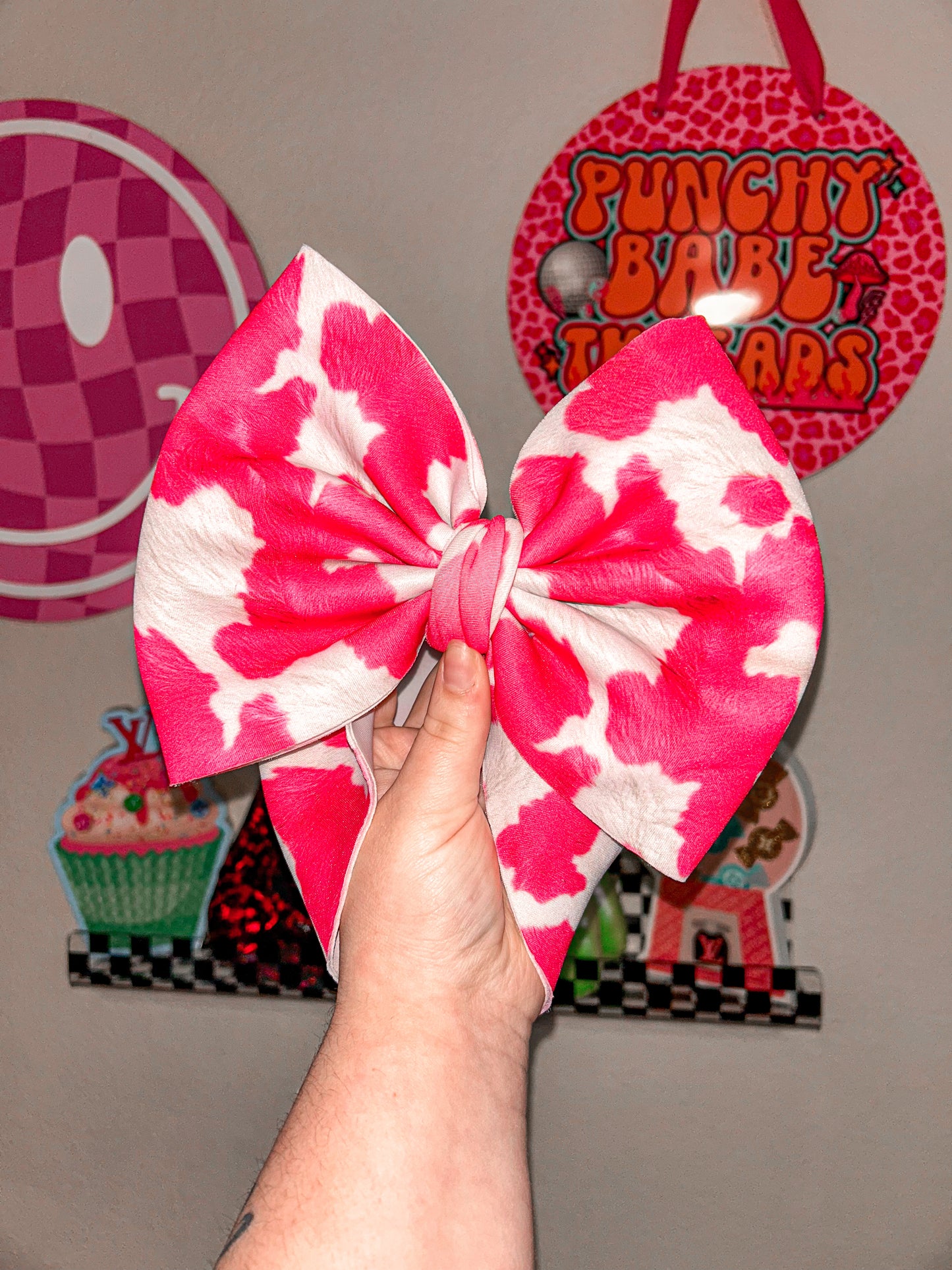 Pink Cowhide Bow