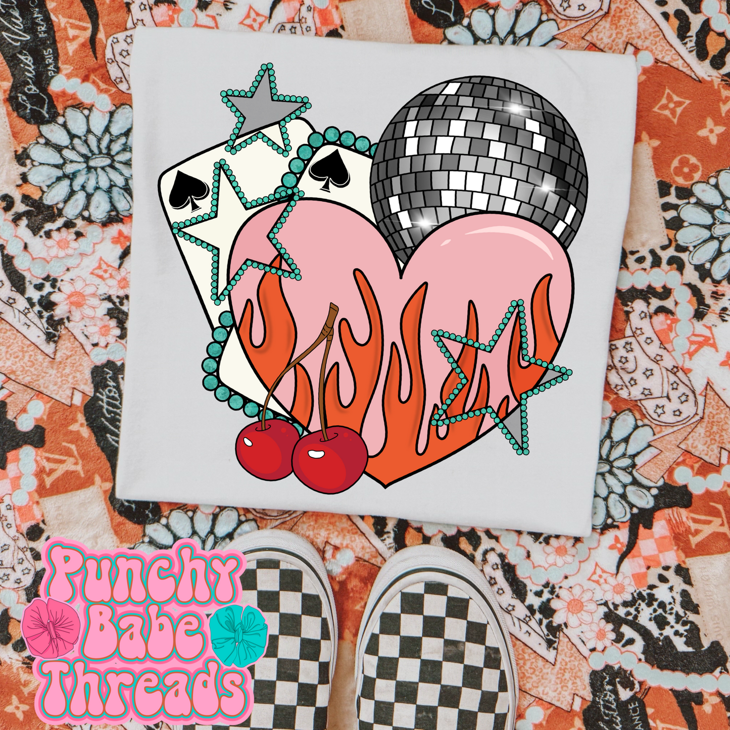 Fire Heart Disco Kids Tee/Romper