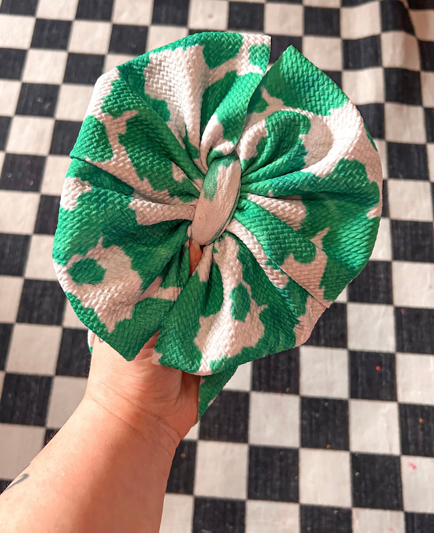 Green Cowhide Bow
