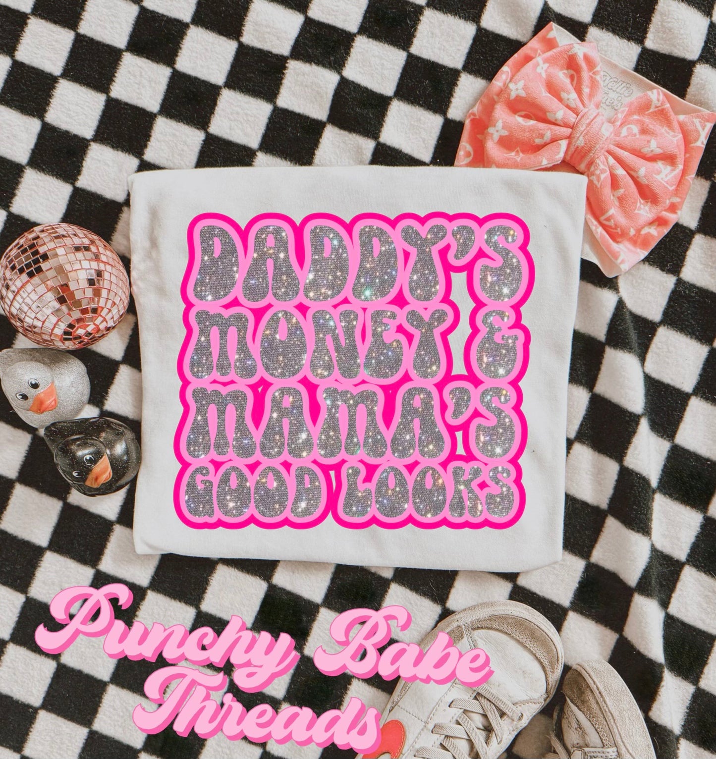 Mamas Good Looks Pink Kids Tee/Romper