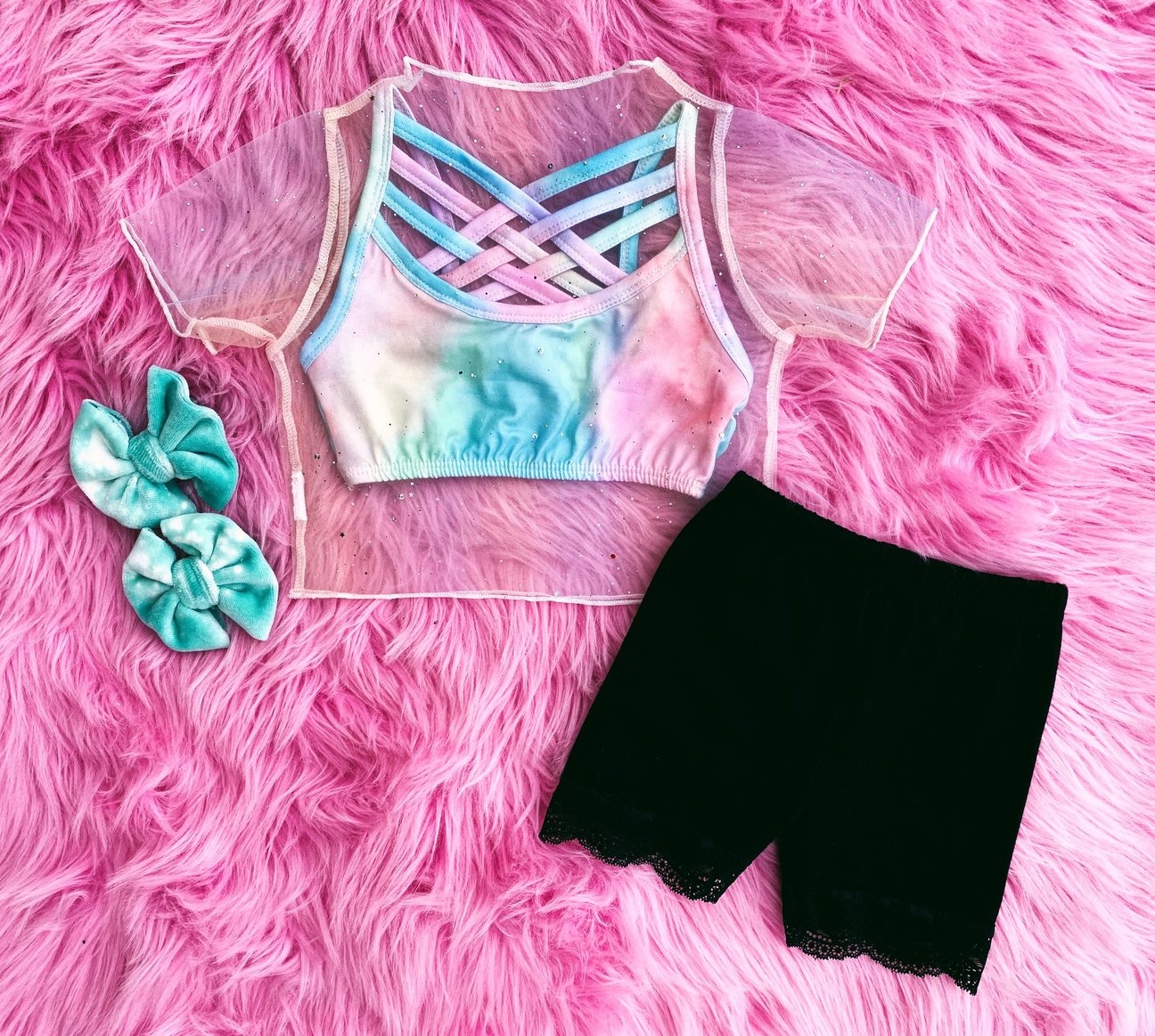 Tie dye Mesh Crop Top