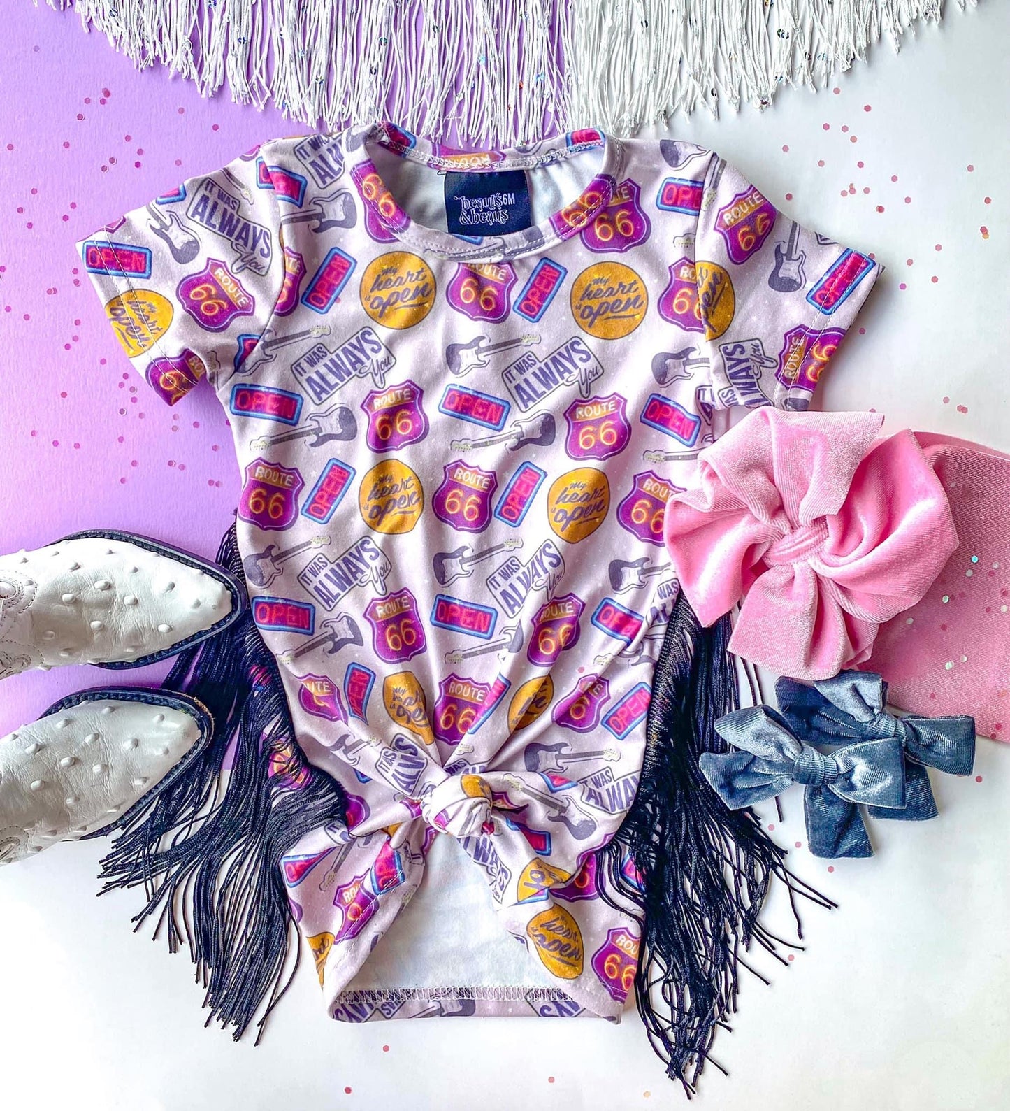 5T Route 66 Fringe Tshirt Dress