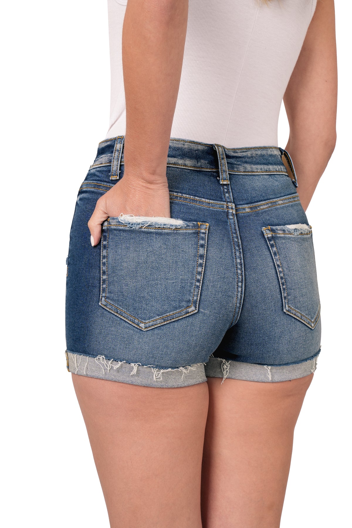 Distressed Denim Shorts