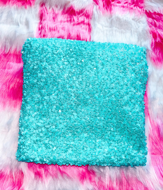 Mint Sequin Velvet Bow