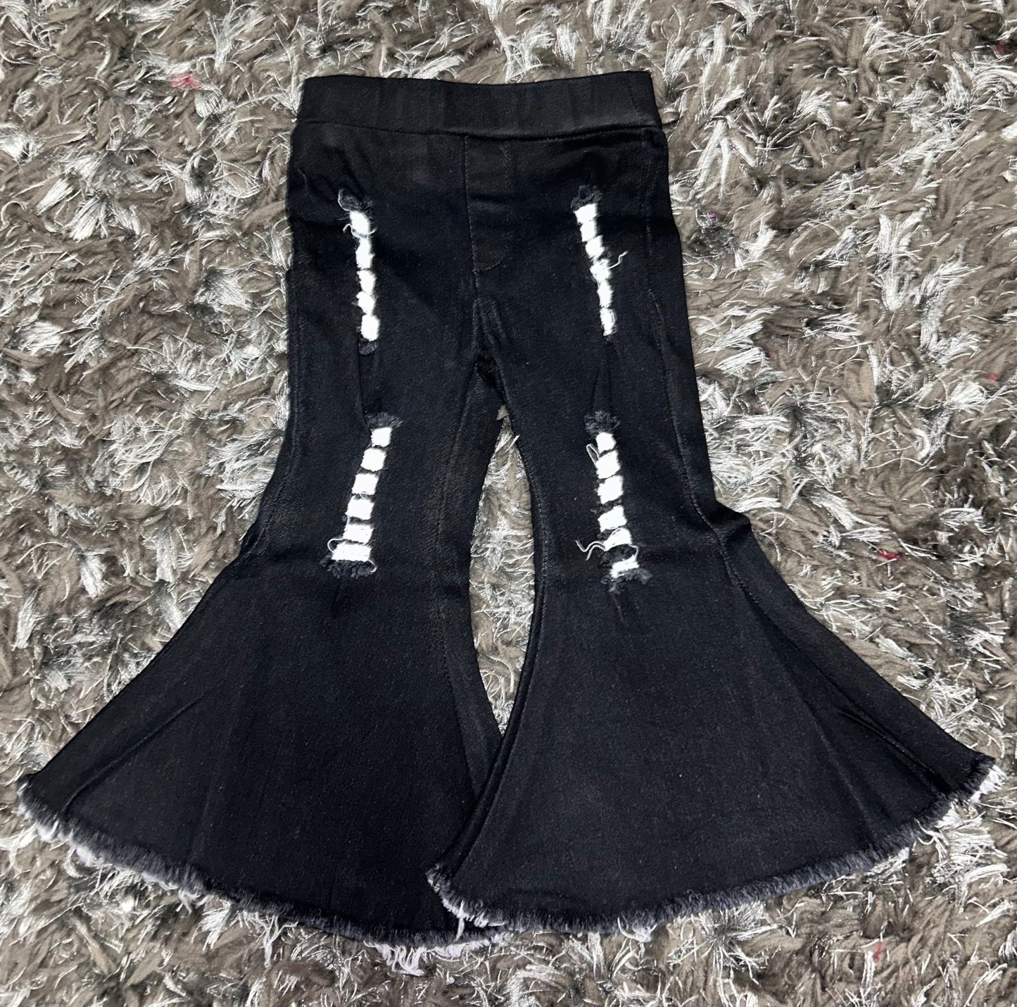 Black Distressed Flares