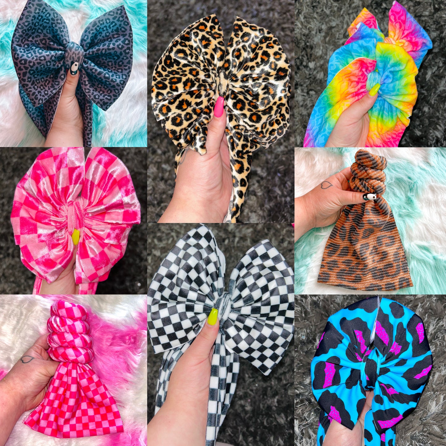 Mystery Animal/Checkered Print Bows