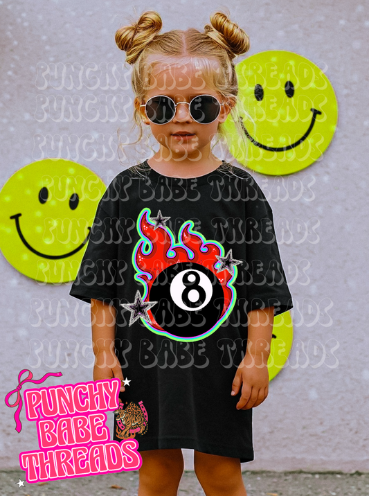 8 ball flames kids graphic