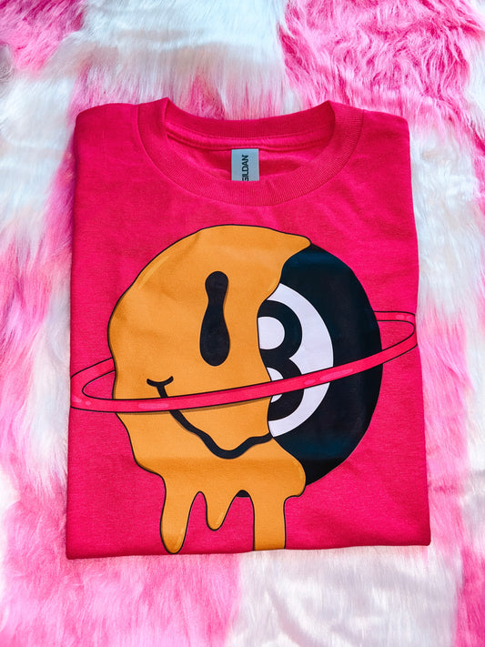 Drip Smiley Hot Pink Kids Tee