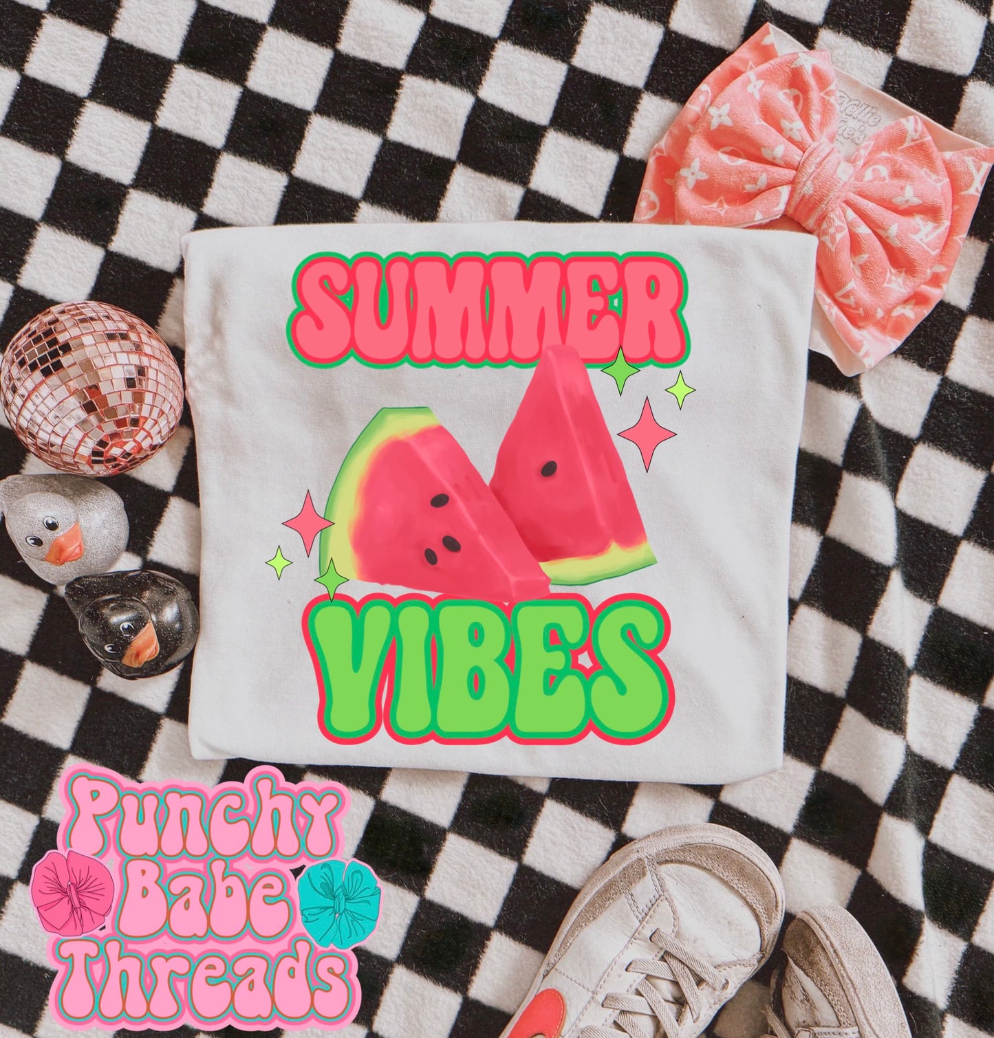 Summer Vibes Watermelon Kids Tee/Romper