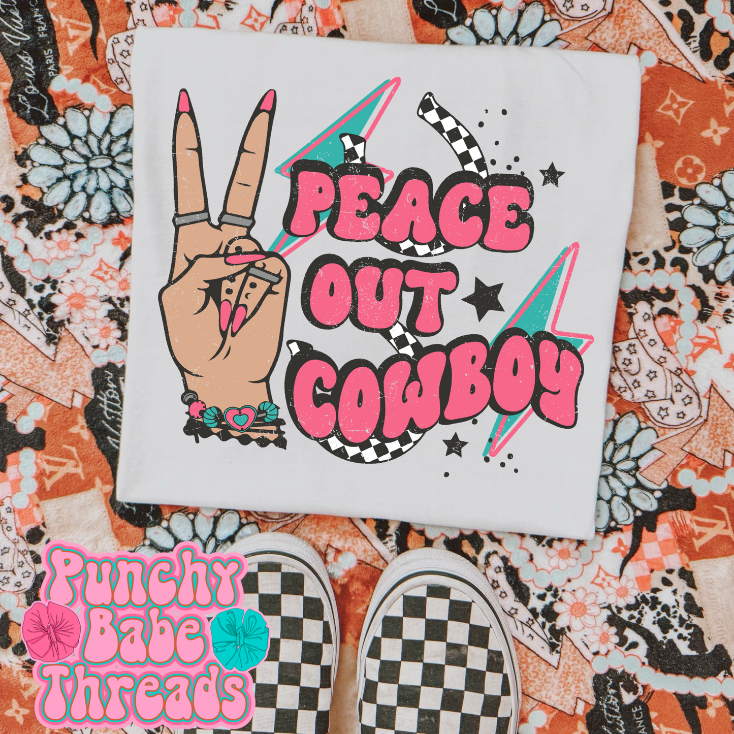 Peace Out Cowboy Kids Tee/Romper