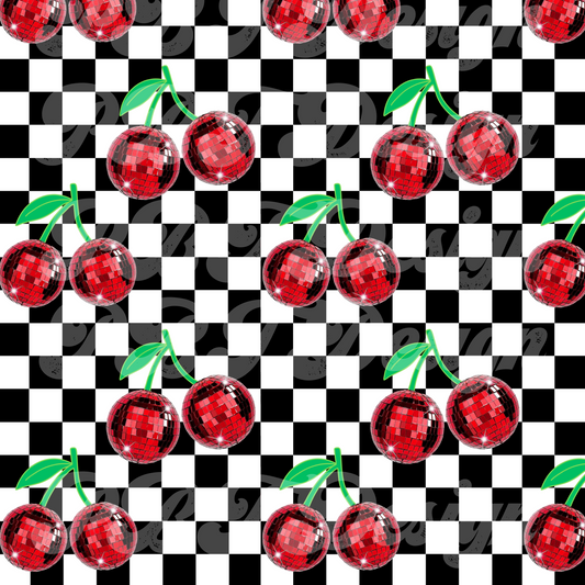 Checkered Disco Cherries Seamless Digital