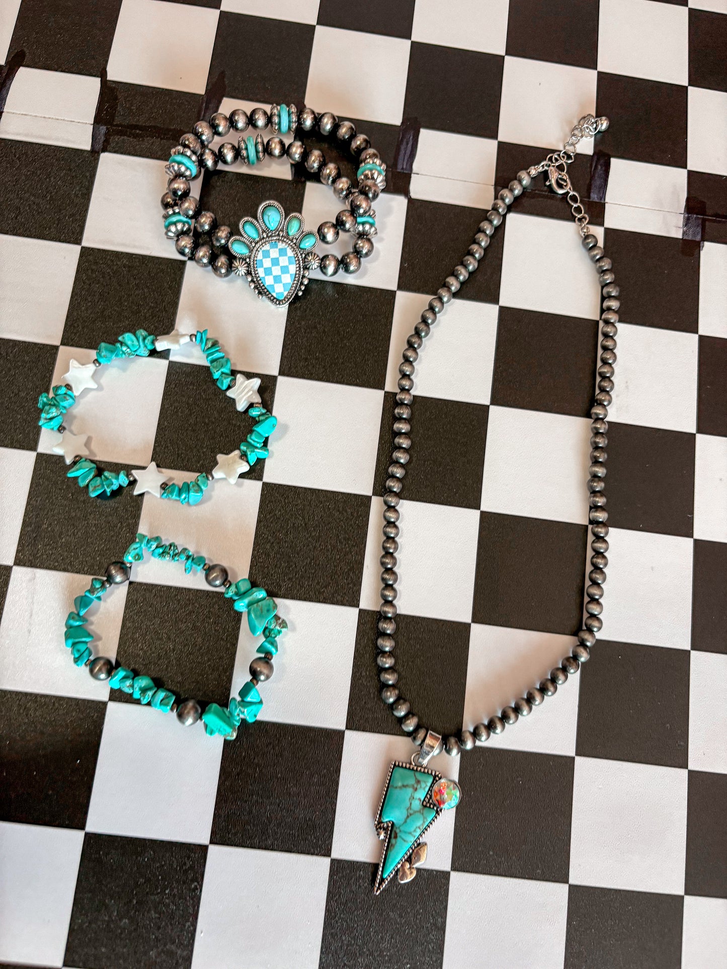Lightning Bolt Turquoise Necklace