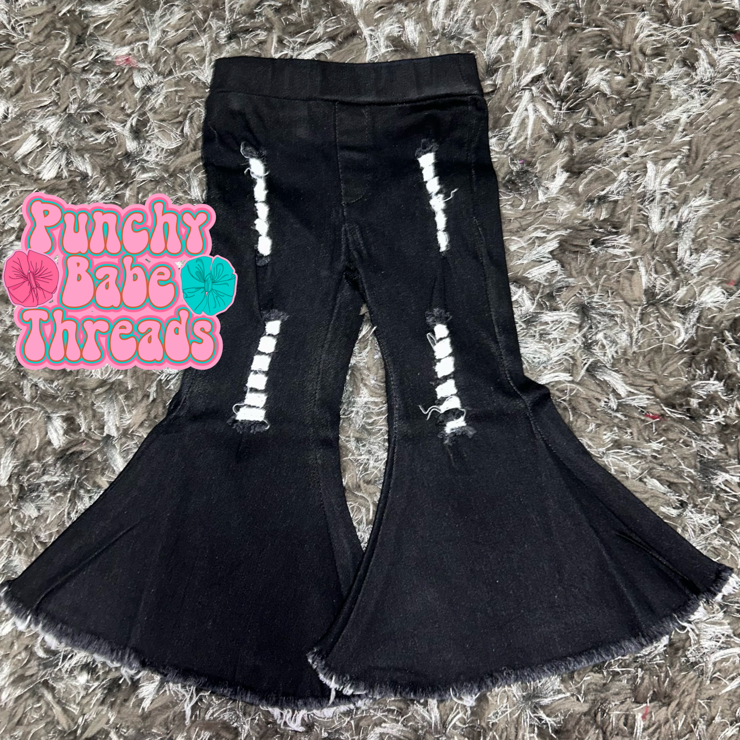 Black Distressed Flares