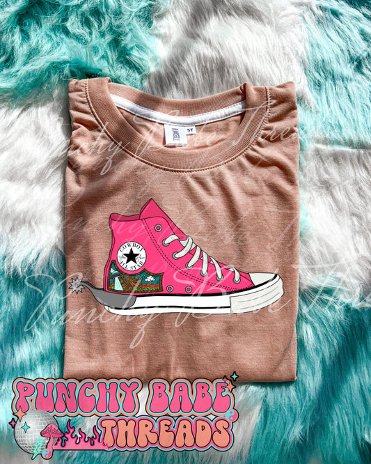 Pink Shoe Western Kids Graphic