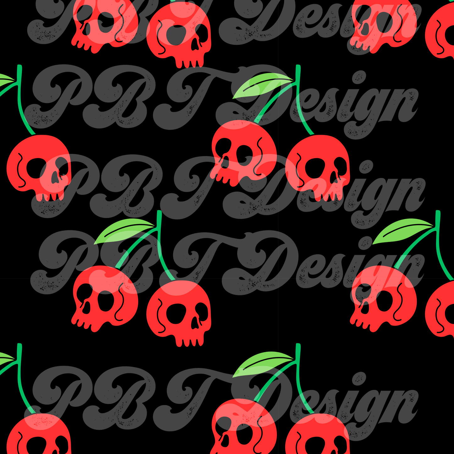 Red Cherry Skull Seamless Digital