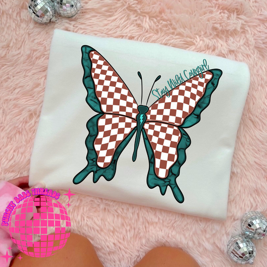 Checkered Butterfly Kids Tee