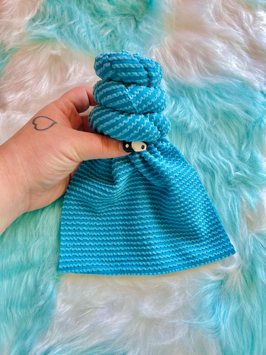 Jewel Blue Wavy Knit Bow