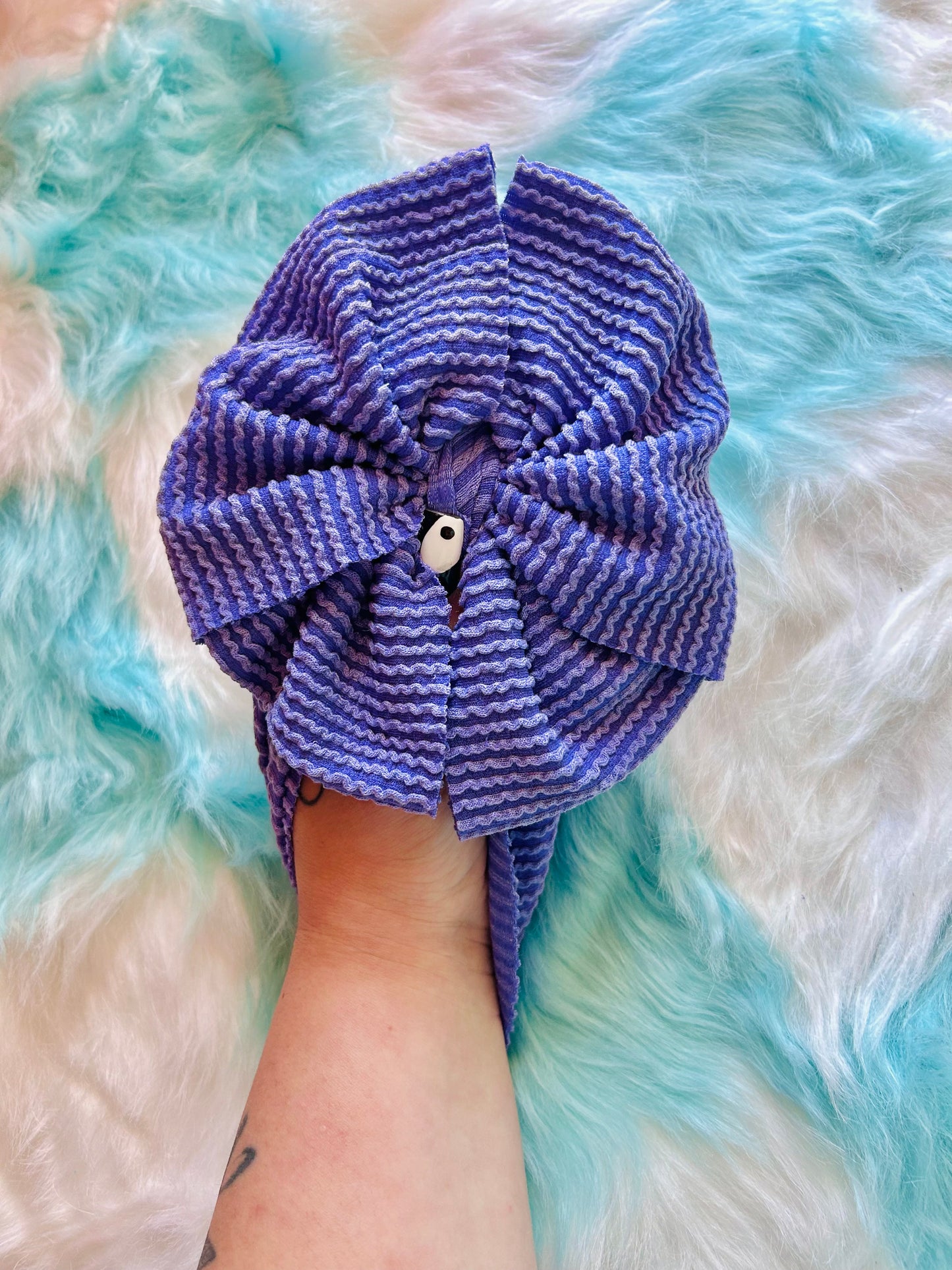 Purple Wavy Knit Bow