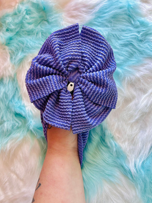 Purple Wavy Knit Bow