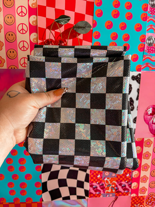 Black shimmer checkered Bow