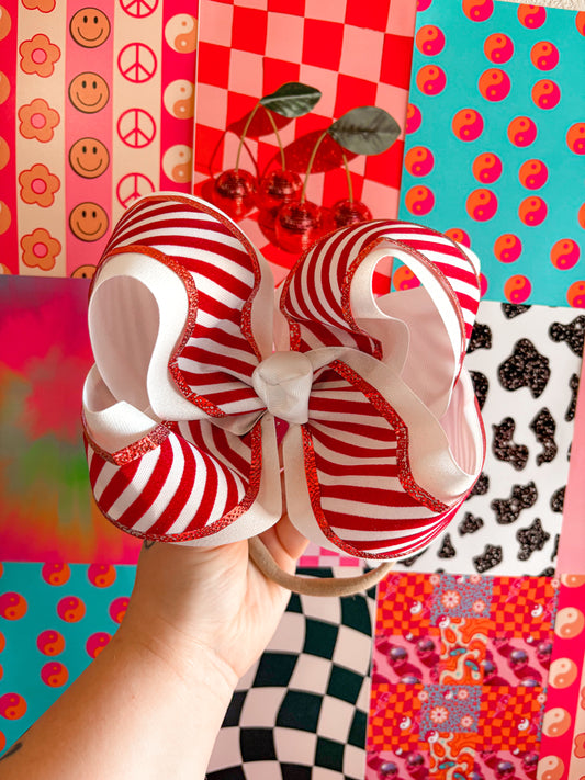 Glitter Candy Cane Bow