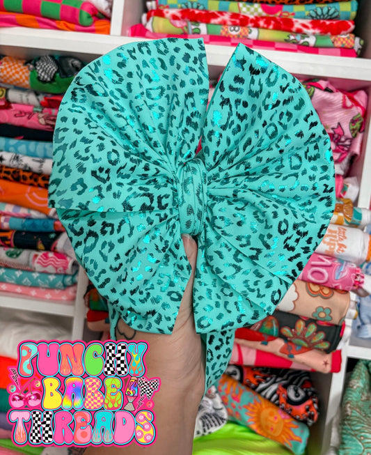 Turquoise Leopard Bow